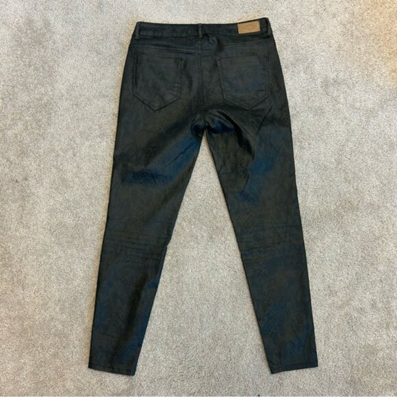 Zara Z1975 Snakeskin Printed Denim Jeans Pants Waxed Finish Sz 6 38 - Picture 5 of 15